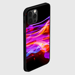 Чехол для iPhone 12 Pro Max Abstract colorful waves, цвет: 3D-черный — фото 2
