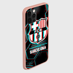 Чехол для iPhone 12 Pro Max Barcelona FC в стиле Glitch на темном фоне, цвет: 3D-светло-розовый — фото 2