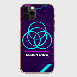 Чехол iPhone 12 Pro Max Символ Elden Ring в неоновых цветах на темном фоне