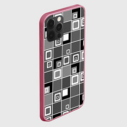 Чехол для iPhone 12 Pro Max Geometric shapes черно-белый, цвет: 3D-малиновый — фото 2