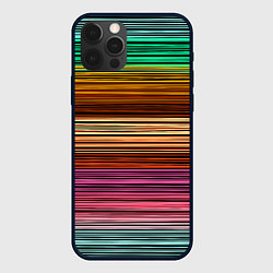 Чехол для iPhone 12 Pro Max Multicolored thin stripes Разноцветные полосы, цвет: 3D-черный