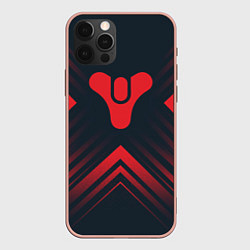 Чехол для iPhone 12 Pro Max Красный Символ Destiny на темном фоне со стрелками, цвет: 3D-светло-розовый