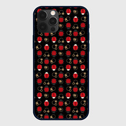 Чехол iPhone 12 Pro Max Красные Божьи коровки на черном фоне ladybug