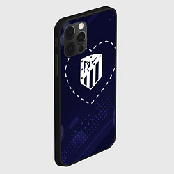 Чехол для iPhone 12 Pro Max Лого Atletico Madrid в сердечке на фоне мячей, цвет: 3D-черный — фото 2
