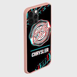 Чехол для iPhone 12 Pro Max Значок Chrysler в стиле Glitch на темном фоне, цвет: 3D-светло-розовый — фото 2