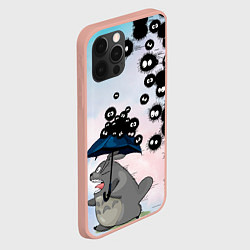 Чехол для iPhone 12 Pro Max Тоторо бегущий от чернушек, цвет: 3D-светло-розовый — фото 2