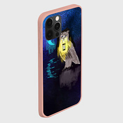 Чехол для iPhone 12 Pro Max Сова с фонарем на фоне ночи, цвет: 3D-светло-розовый — фото 2