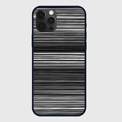 Чехол iPhone 12 Pro Max Black and white thin stripes Тонкие полосы