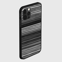 Чехол для iPhone 12 Pro Max Black and white thin stripes Тонкие полосы, цвет: 3D-черный — фото 2