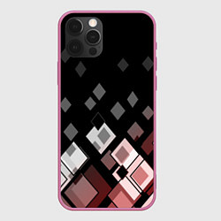 Чехол iPhone 12 Pro Max Geometric pattern черно-коричневый узор Ромбы