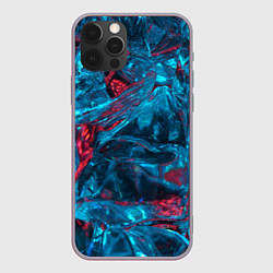 Чехол для iPhone 12 Pro Max Неоновые куски льда - Голубой и красный, цвет: 3D-серый