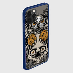 Чехол для iPhone 12 Pro Max Сова с черепом Owl with Skull, цвет: 3D-тёмно-синий — фото 2