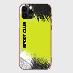 Чехол для iPhone 12 Pro Max Sports club gray green pattern, цвет: 3D-светло-розовый