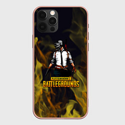 Чехол iPhone 12 Pro Max PlayerUnknowns Battlegrounds жёлтое пламя