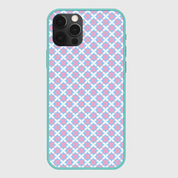 Чехол для iPhone 12 Pro Max Светлые голубые узоры, цвет: 3D-мятный
