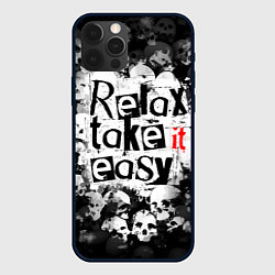 Чехол iPhone 12 Pro Max Relax Take it easy надпись с черепами