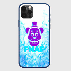 Чехол iPhone 12 Pro Max Five Nights At Freddys - синий огонь на белом фоне