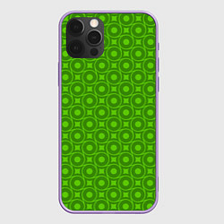 Чехол для iPhone 12 Pro Max Зеленые круги и ромбы, цвет: 3D-сиреневый