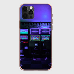 Чехол iPhone 12 Pro Max Неоновые игровые автоматы - Фиолетoвый