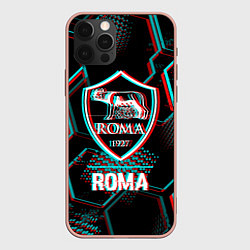 Чехол для iPhone 12 Pro Max Roma FC в стиле Glitch на темном фоне, цвет: 3D-светло-розовый