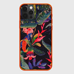 Чехол iPhone 12 Pro Max Яркие цветы в летней ночи - паттерн