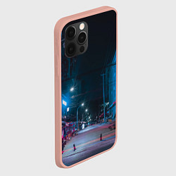 Чехол для iPhone 12 Pro Max Неоновая пустая улица города - Синий, цвет: 3D-светло-розовый — фото 2