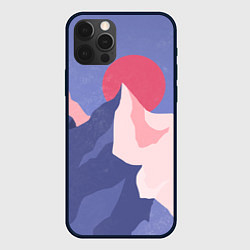 Чехол для iPhone 12 Pro Max Пейзаж гор и леса в стиле ретро, цвет: 3D-черный