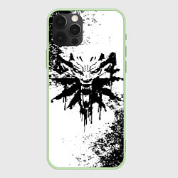 Чехол для iPhone 12 Pro Max The Witcher логотип и краска, цвет: 3D-салатовый