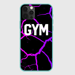 Чехол для iPhone 12 Pro Max Gym - Трещины неоновые, цвет: 3D-мятный