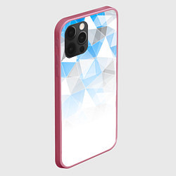 Чехол для iPhone 12 Pro Max Исчезающие серо-голубые полигоны, цвет: 3D-малиновый — фото 2