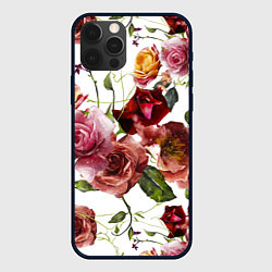 Чехол для iPhone 12 Pro Max Цветы Нарисованные Красные и Розовые Розы, цвет: 3D-черный