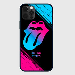 Чехол iPhone 12 Pro Max Rolling Stones - neon gradient