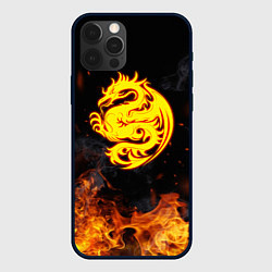 Чехол для iPhone 12 Pro Max Огнедышащий дракон и пламя, цвет: 3D-черный