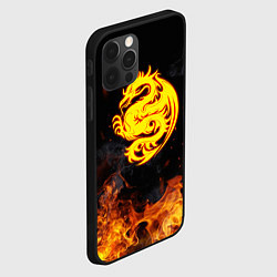 Чехол для iPhone 12 Pro Max Огнедышащий дракон и пламя, цвет: 3D-черный — фото 2