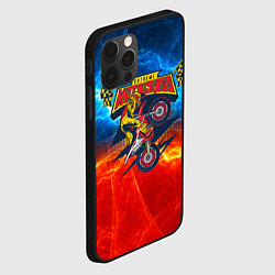 Чехол для iPhone 12 Pro Max Extreme motocross: мотоциклист на фоне огня, цвет: 3D-черный — фото 2