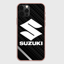 Чехол для iPhone 12 Pro Max Suzuki карбон, цвет: 3D-светло-розовый