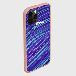 Чехол для iPhone 12 Pro Max Абстрактные волны Wave - синие, цвет: 3D-светло-розовый — фото 2