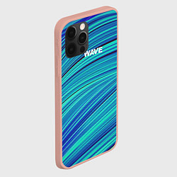 Чехол для iPhone 12 Pro Max Абстрактные волны Wave - бирюзовые, цвет: 3D-светло-розовый — фото 2