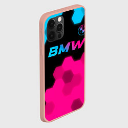 Чехол для iPhone 12 Pro Max BMW - neon gradient: символ сверху, цвет: 3D-светло-розовый — фото 2