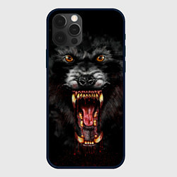 Чехол для iPhone 12 Pro Max Злой волк с открытой пастью, цвет: 3D-черный