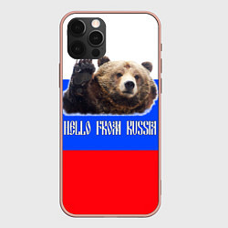 Чехол iPhone 12 Pro Max Привет из России - медведь и триколор