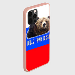 Чехол для iPhone 12 Pro Max Привет из России - медведь и триколор, цвет: 3D-светло-розовый — фото 2