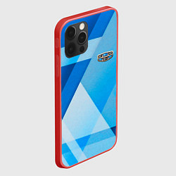 Чехол для iPhone 12 Pro Max Geely - абстракция треугольники, цвет: 3D-красный — фото 2