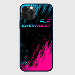 Чехол для iPhone 12 Pro Max Chevrolet - neon gradient: символ сверху, цвет: 3D-черный