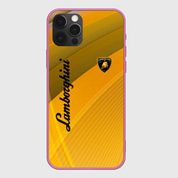 Чехол для iPhone 12 Pro Max Lamborghini - абстракция, цвет: 3D-малиновый