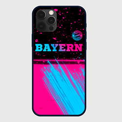 Чехол для iPhone 12 Pro Max Bayern - neon gradient: символ сверху, цвет: 3D-черный