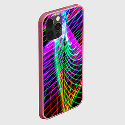 Чехол для iPhone 12 Pro Max Абстрактное множество неоновых лучей, цвет: 3D-малиновый — фото 2