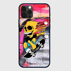 Чехол для iPhone 12 Pro Max Скейтер Барт Симпсон на фоне стены с граффити, цвет: 3D-черный