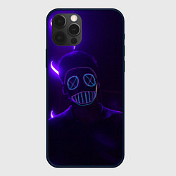 Чехол для iPhone 12 Pro Max Неоновый анонимус во тьме, цвет: 3D-черный