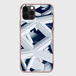 Чехол для iPhone 12 Pro Max Абстрактное множество металлический пластин, цвет: 3D-светло-розовый